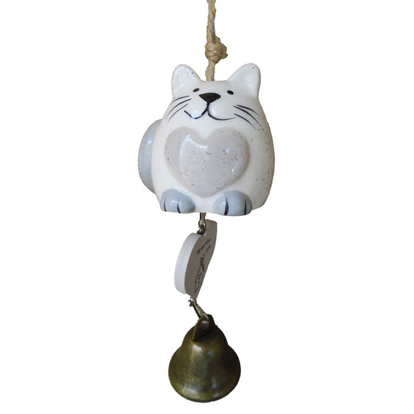 Campana Colgante Con Diseño De Gato - Blanco