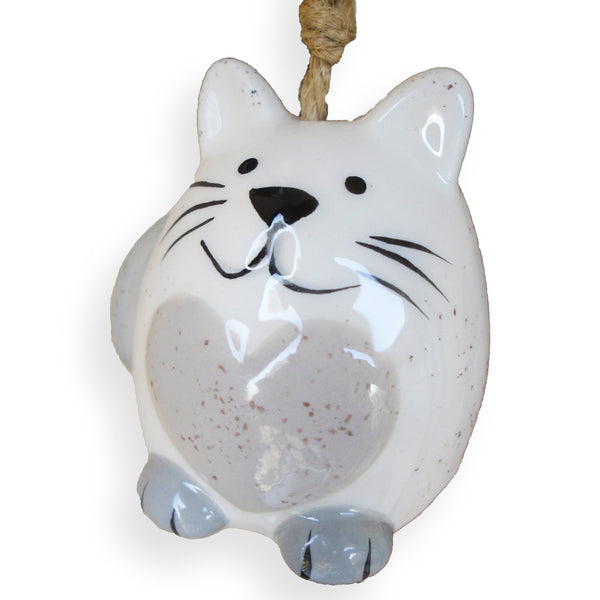 Campana Colgante Con Diseño De Gato - Blanco