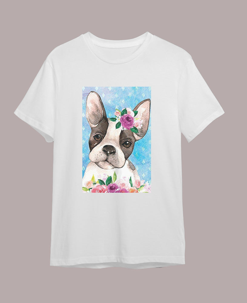 Polera Unicolor Con Estampado - Bulldog Frances