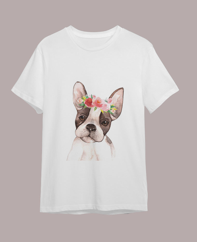 Polera Unicolor Con Estampado - Bulldog Frances