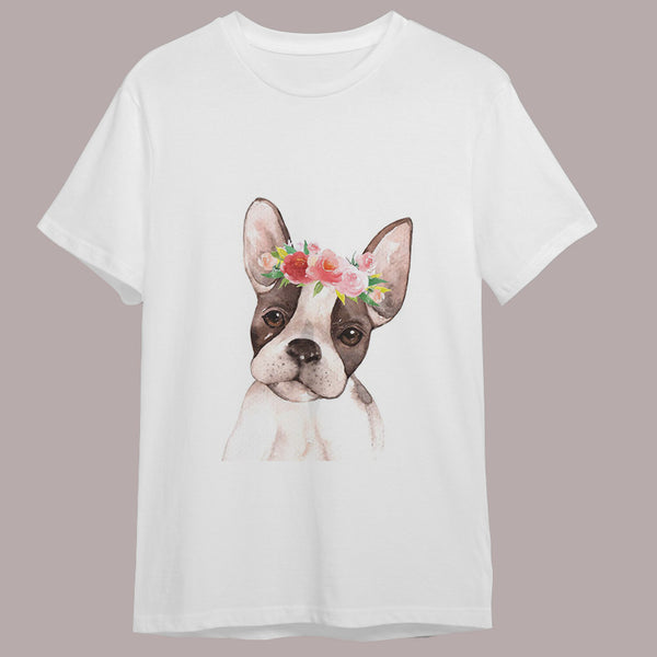 Polera Unicolor Con Estampado - Bulldog Frances