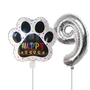 Globos De Cumpleaños Para Mascotas Del 0 Al 9 - Plateado