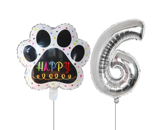 Globos De Cumpleaños Para Mascotas Del 0 Al 9 - Plateado